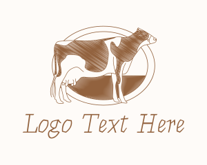 Dairy Farm - Cattle Farm Sketch logo design