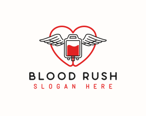 Blood Bag Wings Heart logo design