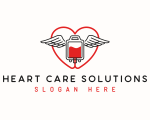 Blood Bag Wings Heart logo design