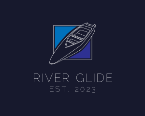 Rowing - Speedboat Sailing Outline logo design