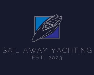 Speedboat Sailing Outline logo design