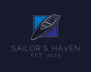 Speedboat Sailing Outline logo design