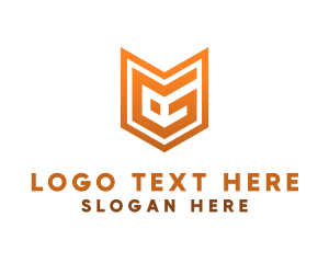 Orange Shield - Modern Shield Letter EG logo design