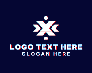 Online Streaming - Glitch Letter X Gaming logo design