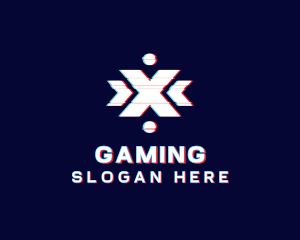 Glitch Letter X Gaming Logo