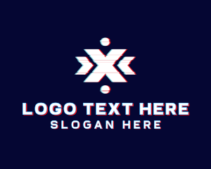 Static - Glitch Letter X Gaming logo design