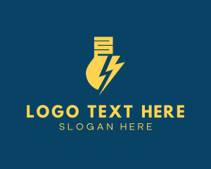 Flash - Lightning Bolt Bulb logo design