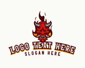 Skeleton - Demon Mask Flame logo design