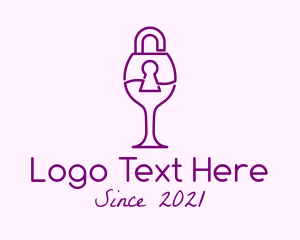 Keyhole - Padlock Wine Glass logo design