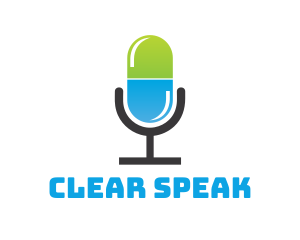 Speak - Medical Pill Microphone Podcast Radio logo design