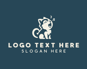 Howling - Singing Puppy Dog logo design