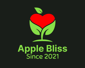 Organic Apple Heart  logo design