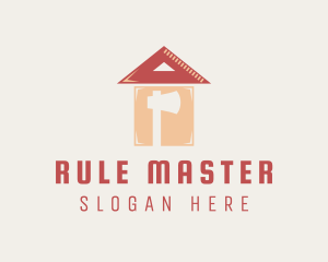 Ruler - Axe Triangle Ruler Construction logo design