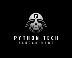 Skull Python Snake logo design