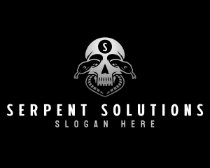 Skull Python Snake logo design