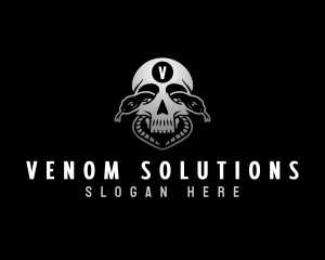 Skull Python Snake logo design