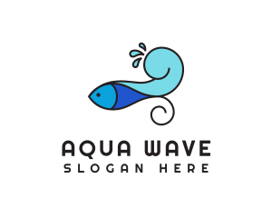 Fish Wave Splash logo design