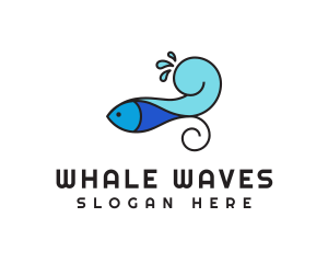 Fish Wave Splash logo design