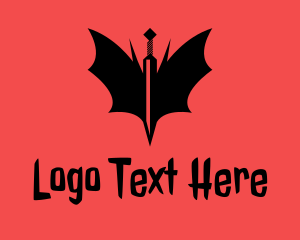 Scary - Bat Winged Sword logo design