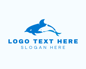 Snorkeling - Blue Dolphin Animal logo design
