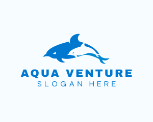 Snorkeling - Blue Dolphin Animal logo design