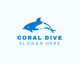 Snorkeling - Blue Dolphin Animal logo design