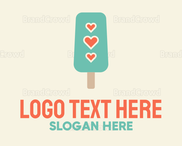 Ice Cream Popsicle Heart Logo