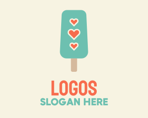 Dessert - Ice Cream Popsicle Heart logo design