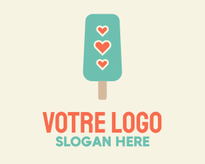 Ice Pop - Ice Cream Popsicle Heart logo design