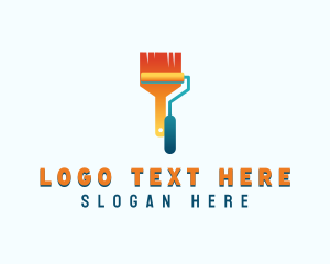 Handyman - Paint Roller Paintbrush logo design