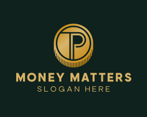 Letter P - Golden Coin Banking logo design