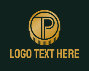 Pay - Golden Coin Letter P logo design