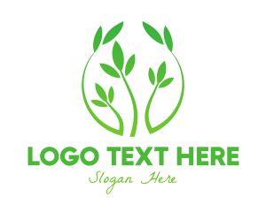 Green Leaf - Green Vine Badge logo design