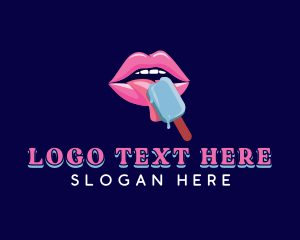 Naughty - Sexy Lips Popsicle logo design