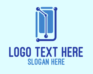 High Tech - Blue Mobile Circuit logo design