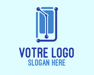 Smartphone - Blue Mobile Circuit logo design