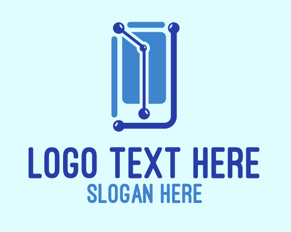 Cellular Phone - Blue Mobile Circuit logo design