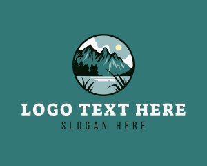 Tree - Forest Mountain Lake logo design