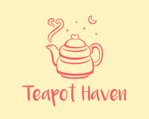 Teapot - Heart Moon Teapot logo design