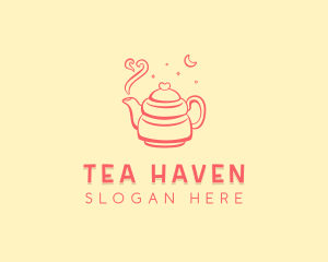 Heart Moon Teapot logo design