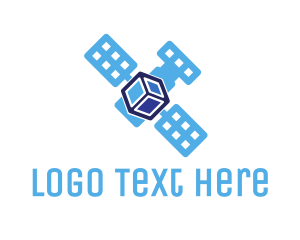 Outer Space - Blue Satellite Cube logo design