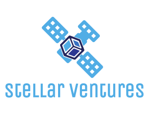 Blue Satellite Cube logo design