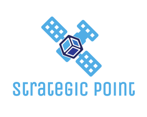 Positioning - Blue Satellite Cube logo design