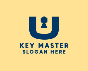 Unlock - Keyhole Letter U logo design