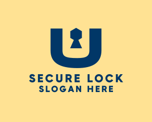 Locked - Keyhole Letter U logo design