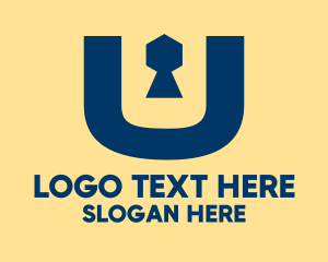 Hole - Keyhole Letter U logo design