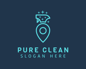 Spray Bottle Cleaning Pin logo design