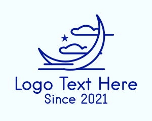 Blue - Moon Sky Line Art logo design