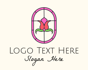 Stained Glass - Pink Tulip Flower logo design