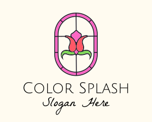 Pink Tulip Flower logo design